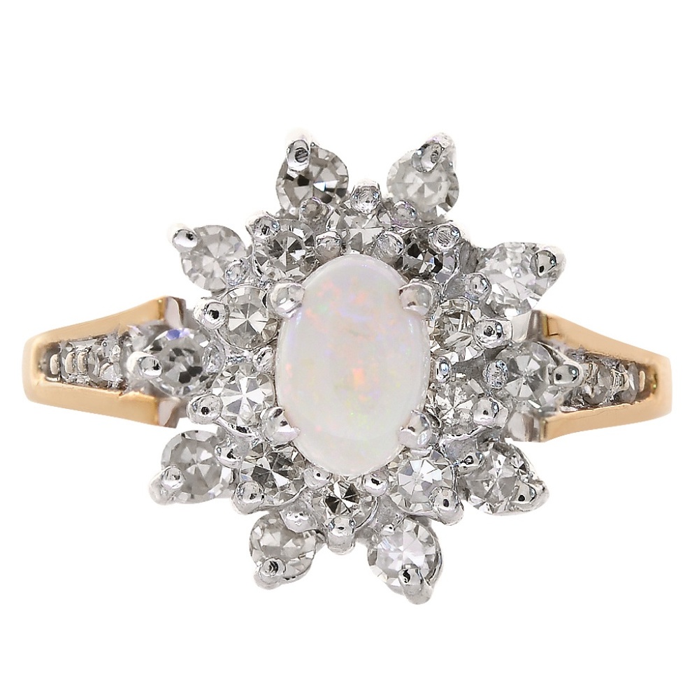 0.35 Ct Opal & 0.35 Ct Diamond Ring 10K Gold